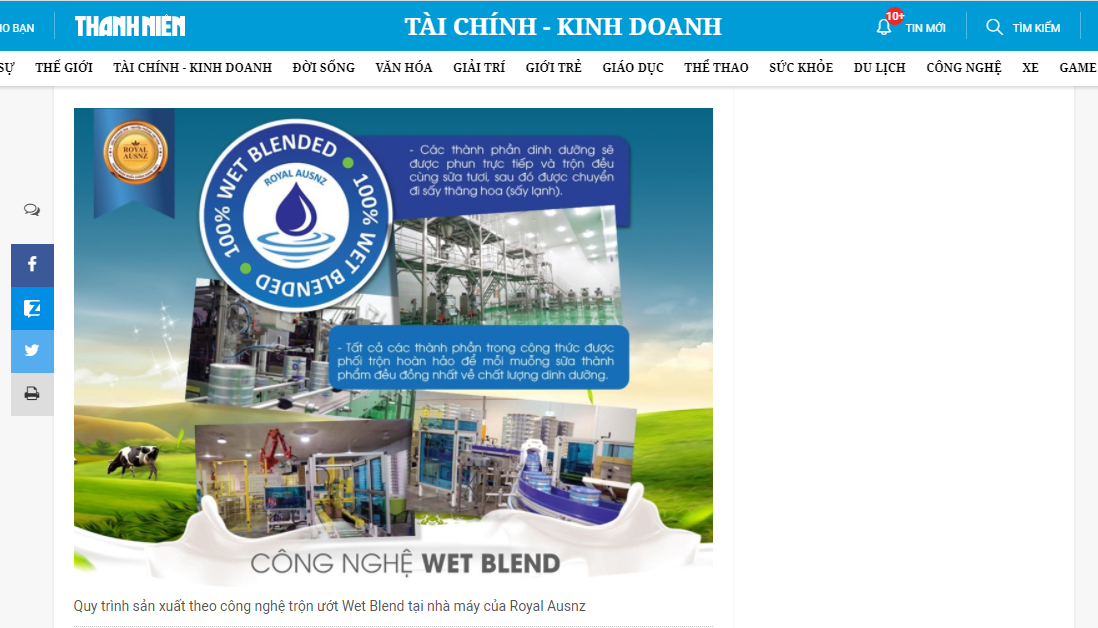 Báo chí nói gì về sữa Hoàng Gia Úc số 1 - báo thanh niên