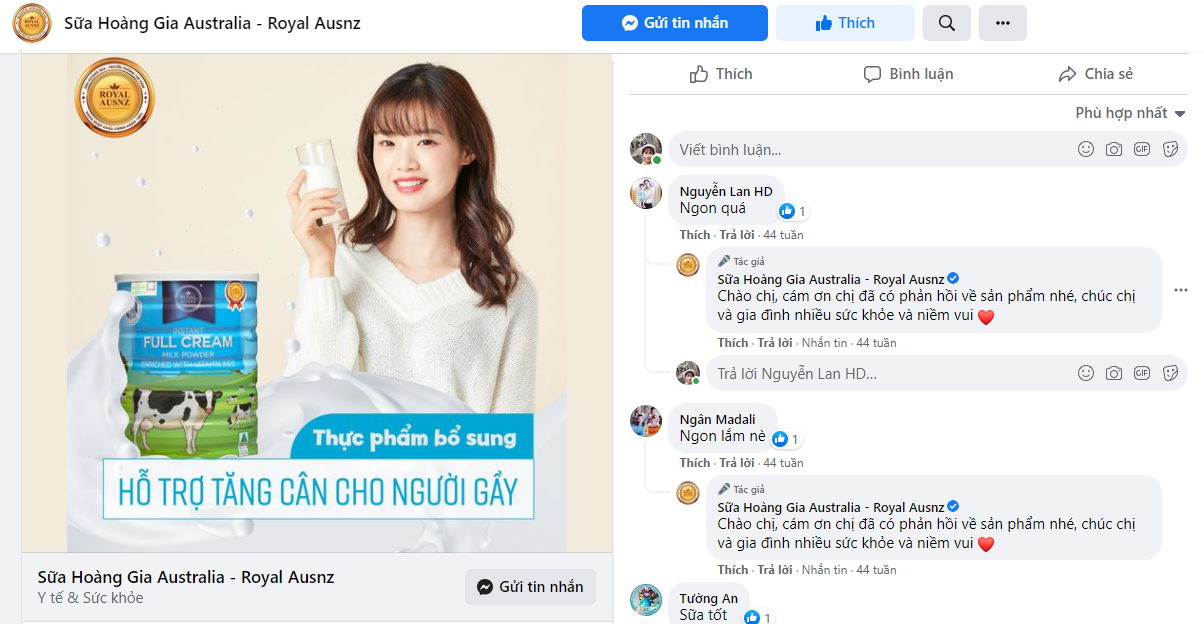 Sữa Hoàng Gia Úc Full Cream: Công dụng vượt trội