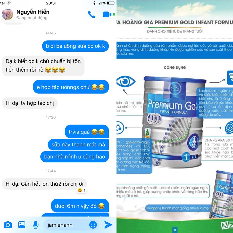 Đánh giá của người tiêu dùng về sữa Hoàng Gia Úc số 1