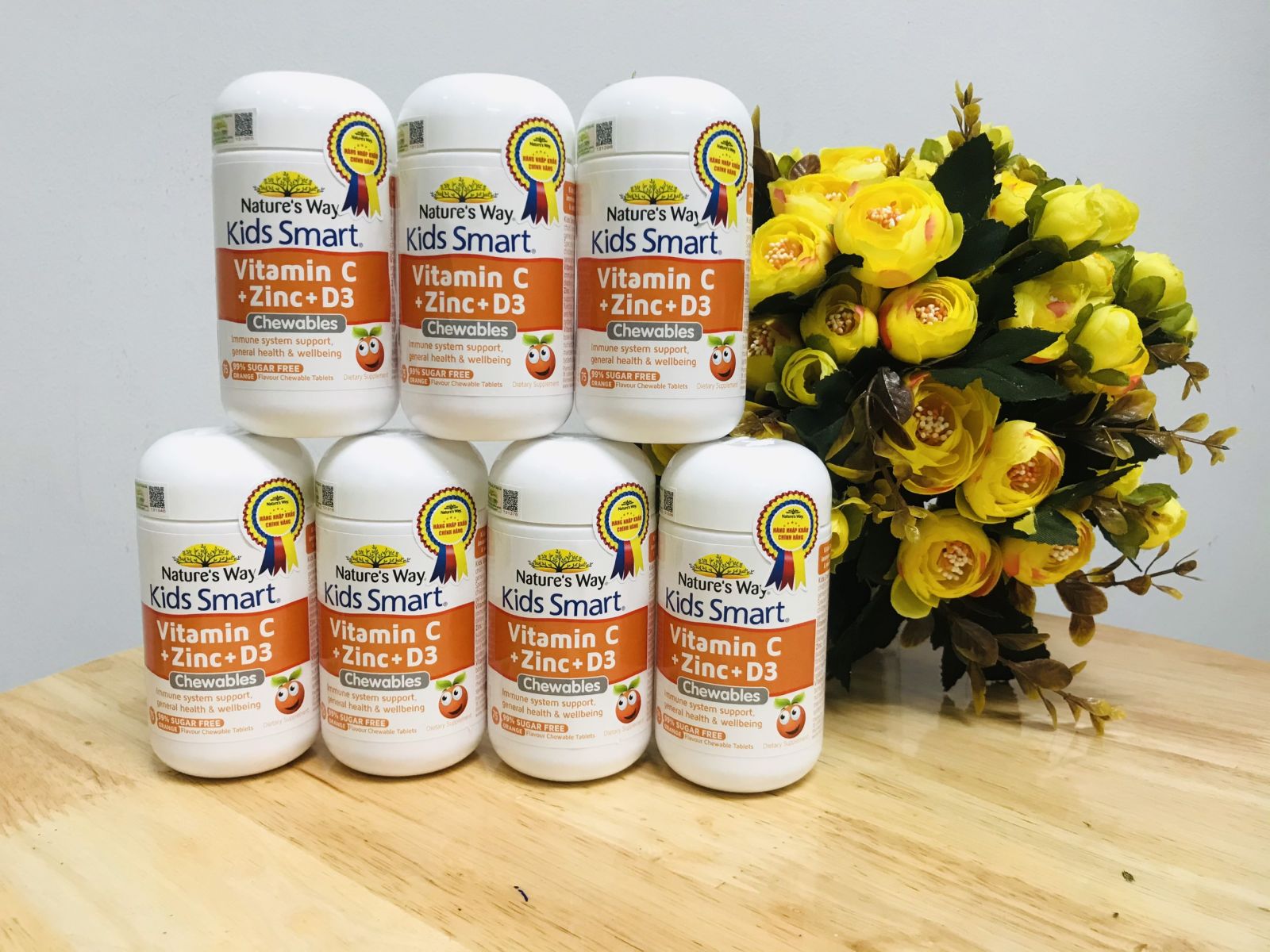 Kids Smart Vitamin C + ZinC + D3 Chewables Tablets sản phẩm bổ sung kẽm hiệu quả cho bé