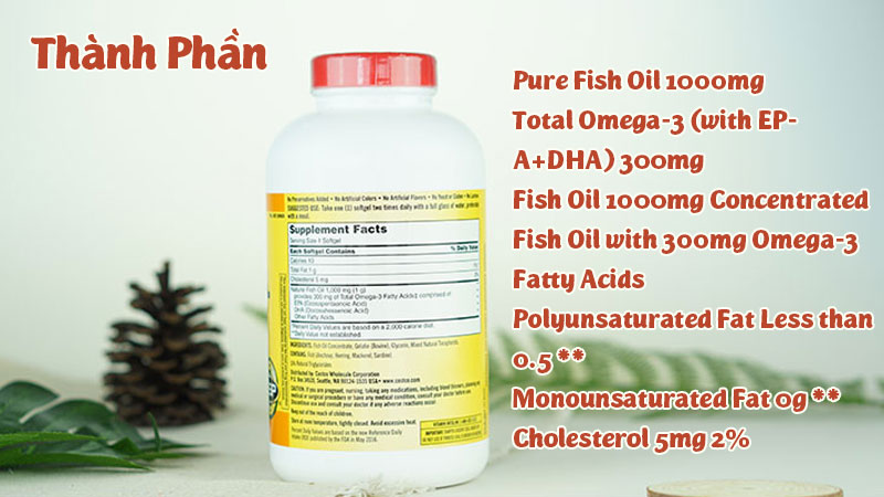 Thành phần của viên uống dầu cá Kirkland Signature Fish Oil 1000mg