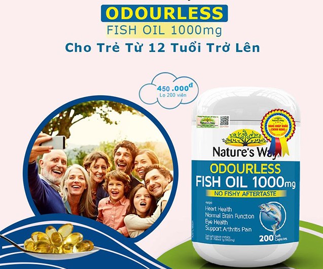 Dầu cá không mùi Nature’s Way 200 viên của Úc