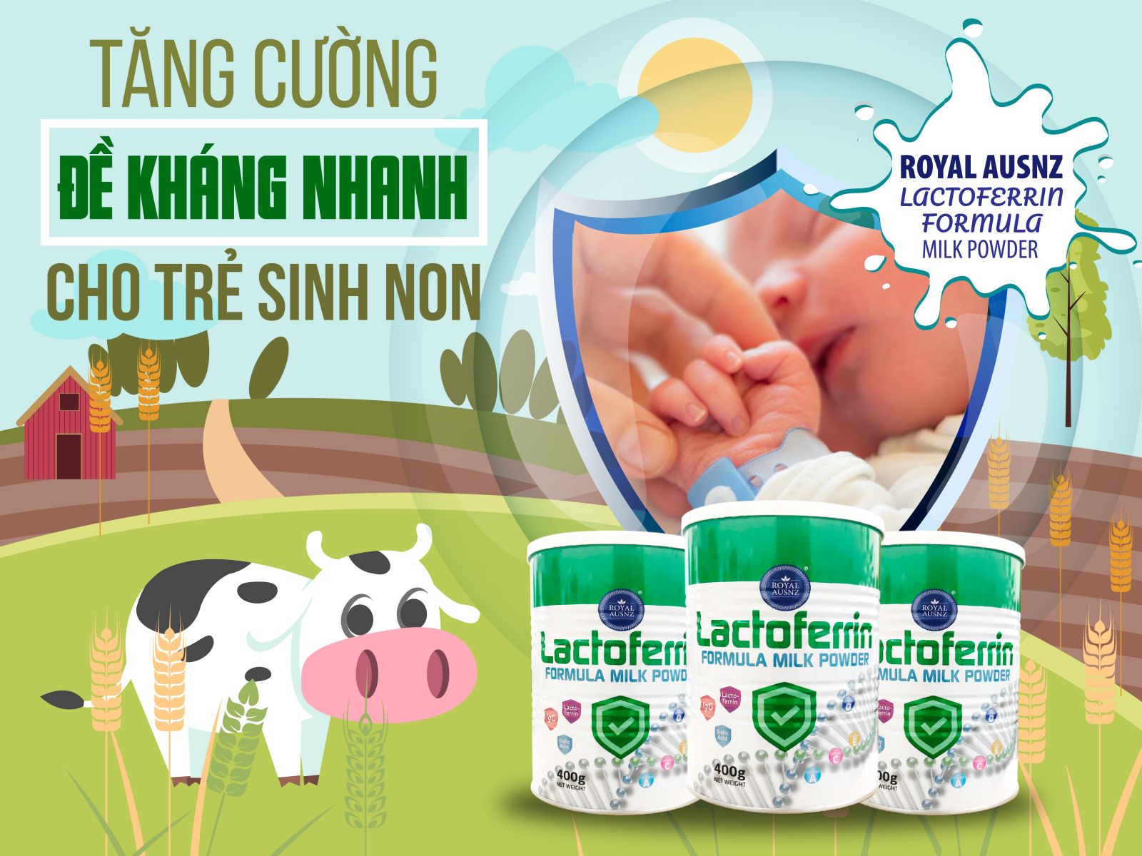 ự kết hợp của Lactoferrin + Sữa non (IgG) + Axit Sialic 