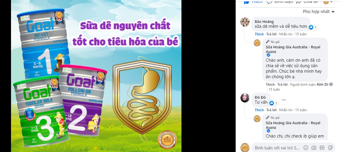 Sữa dê hoàng gia úc người dùng phản hồi gì