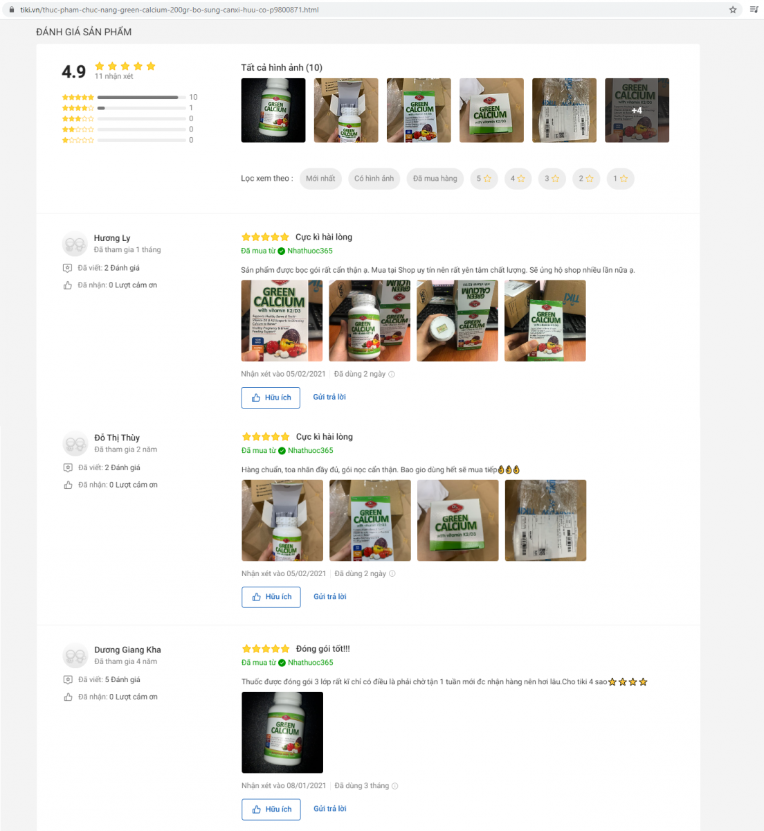 green calcium có tốt không - feadback của khách hàng - 7