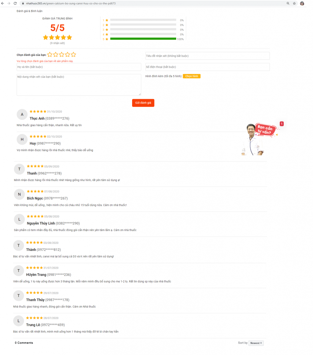 green calcium có tốt không - feadback của khách hàng - 6